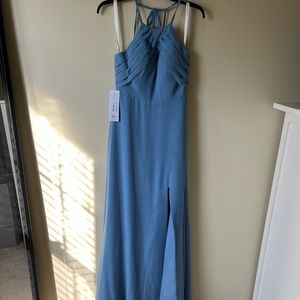 Floor Length Gown Azazie Cecile Steel Blue